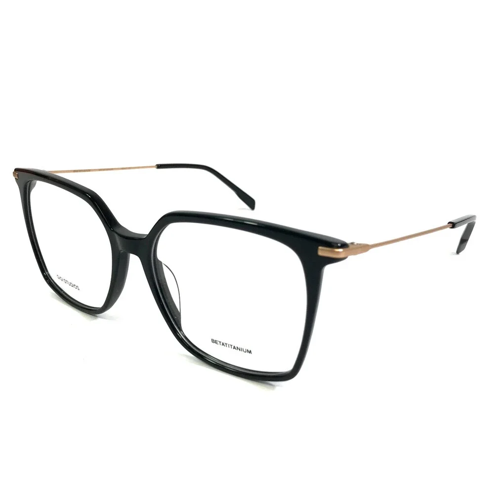 Gigi Studios Eyeglasses Frames AMARA GS8002/01O Black Gold Titanium 55-16-145